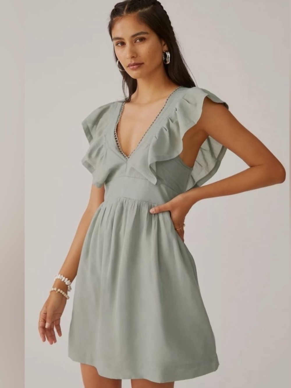 Anthropologie V-Neck Plunge Tunic Mini Dress